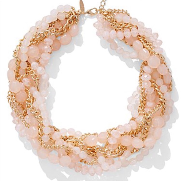 Pink beaded torsade  statement necklace - Picture 2 of 5